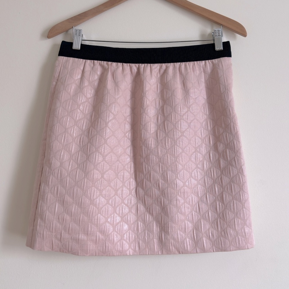 Ann Taylor Loft Skirt Pale Pink Metallic Quilted A-Line Mini Skirt size 6